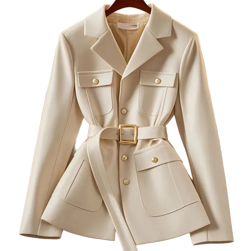 Cropped Waist-Cinching Elegant Coat