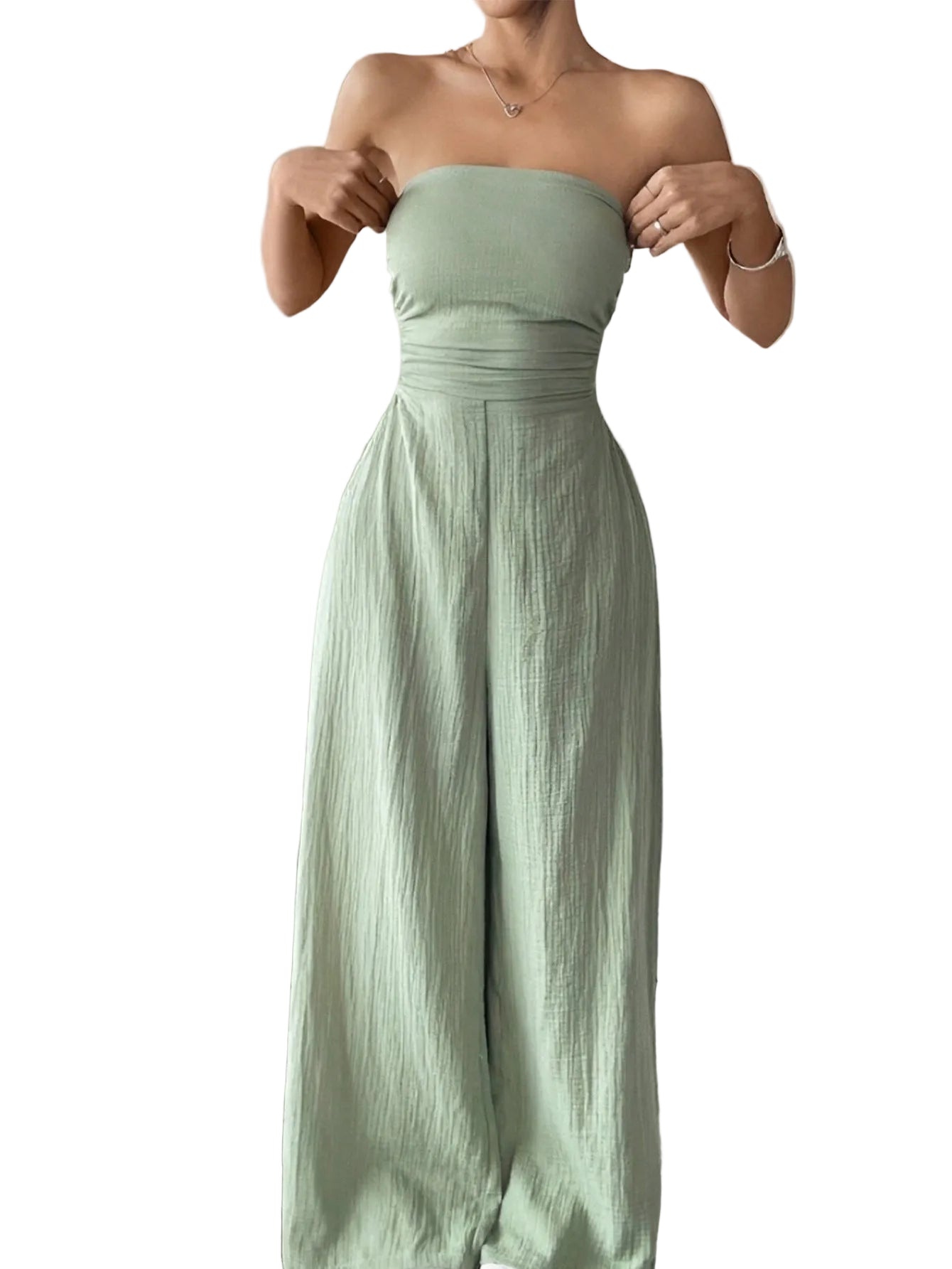 Strapless Jumpsuit – Slim Fit Solid Color Elegant Jumpsuit for Women