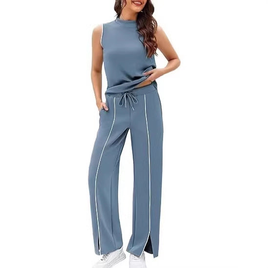 Sleeveless Tank & Wide-Leg Pants Set – Casual 2 Piece Outfit for Women