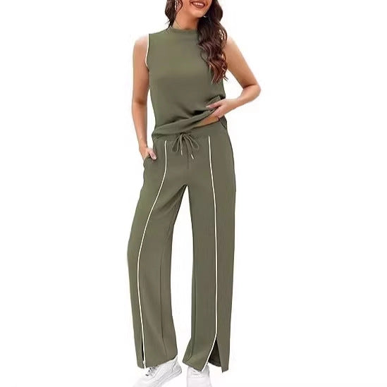 Sleeveless Tank & Wide-Leg Pants Set – Casual 2 Piece Outfit for Women