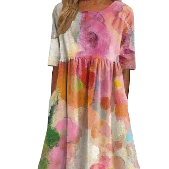 Digital Printed Maxi Dress – Wide Fit Elegant Dress for Women