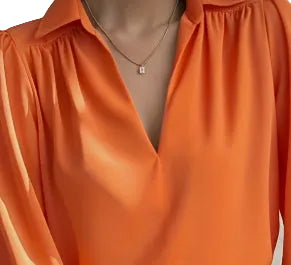 Satin Pleated Blouse – Long Sleeve Elegant Top for Women