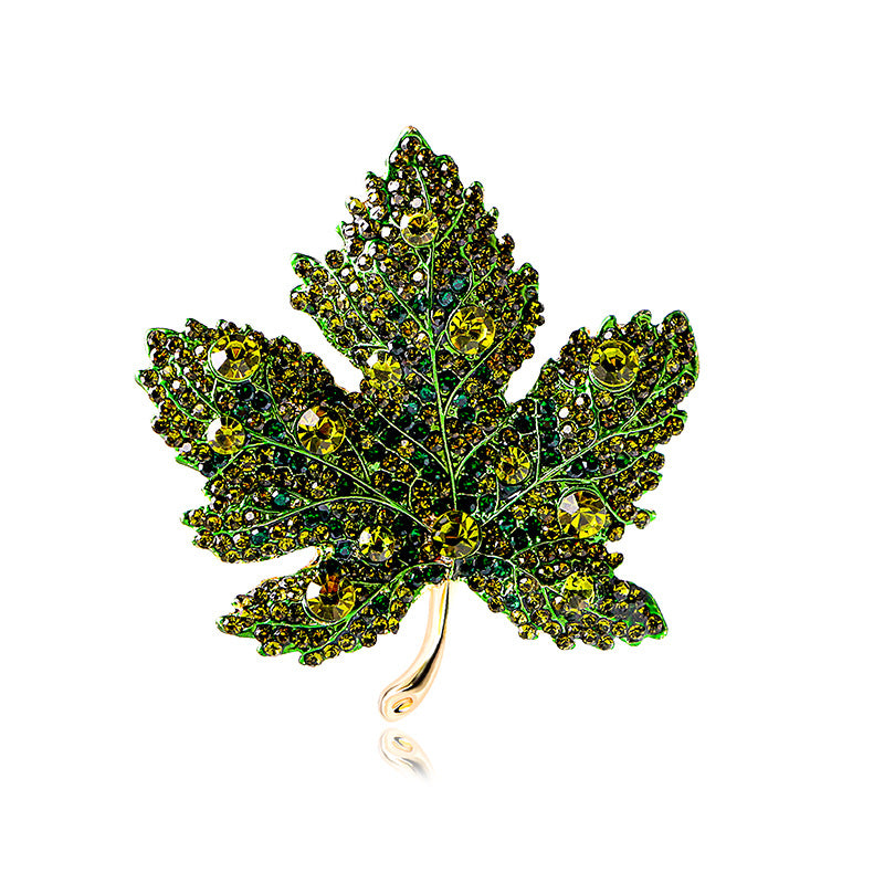 Crystal Maple Leaf Brooch – Elegant Chest Pin Accessory for Women