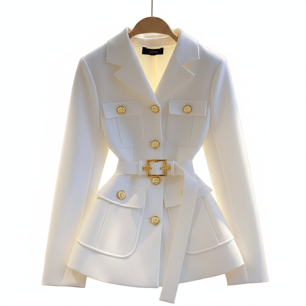 Cropped Waist-Cinching Elegant Coat