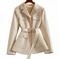 Cropped Waist-Cinching Elegant Coat