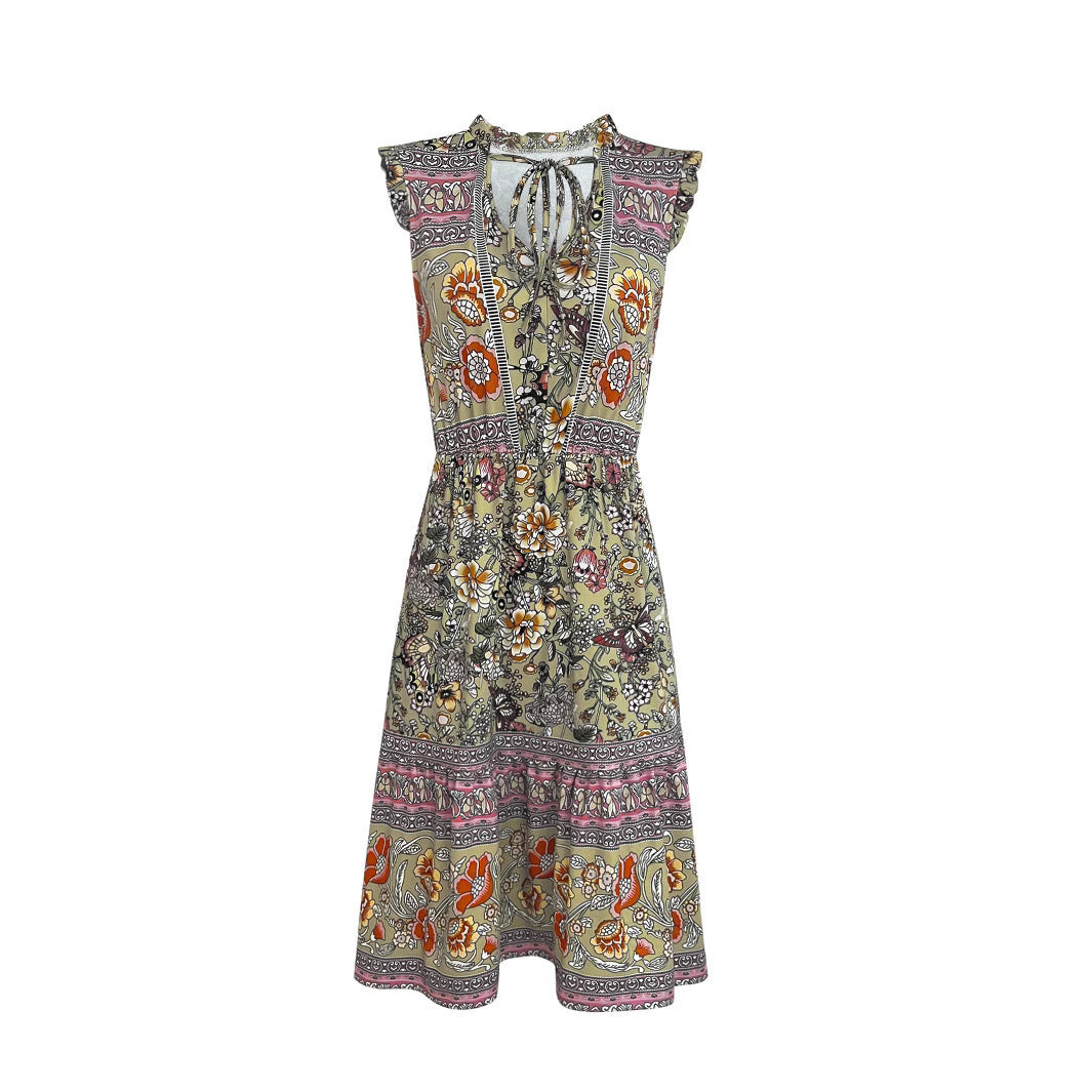 Ethnic Print Maxi Dress – Elegant Bohemian Style for Women