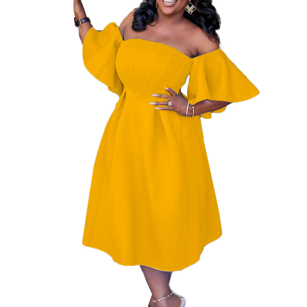 Plus-Size Elegant Dress – European & American Style for Women