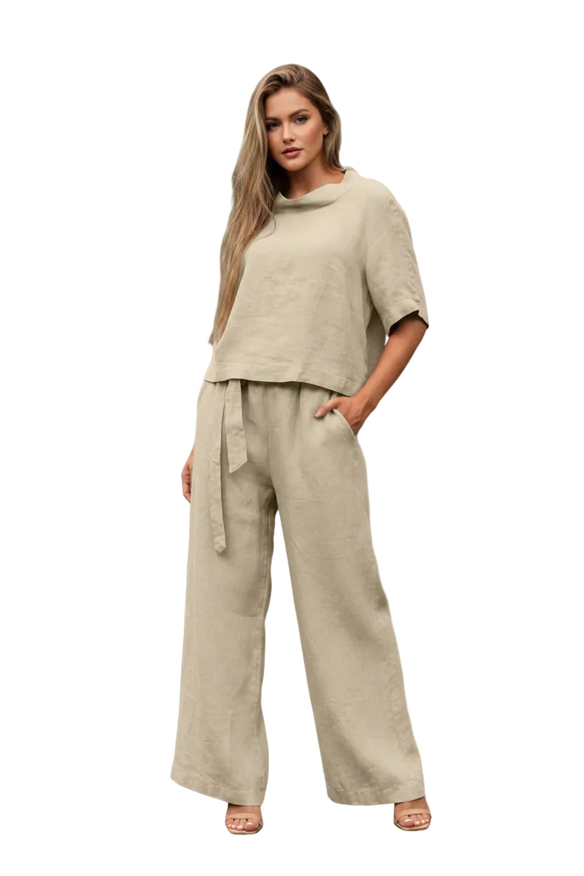 Plus-Size Two-Piece Set – Round Neck Casual Outfit for Women