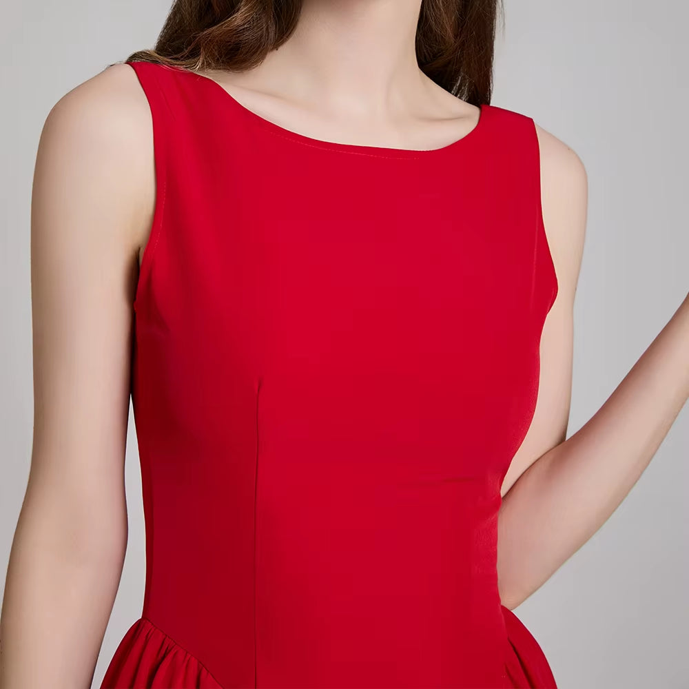 2025 Elegant and Beautiful Women'S Dresses Red Sleeveless New Year Party Dresses Sexy Casual Birthday Dress