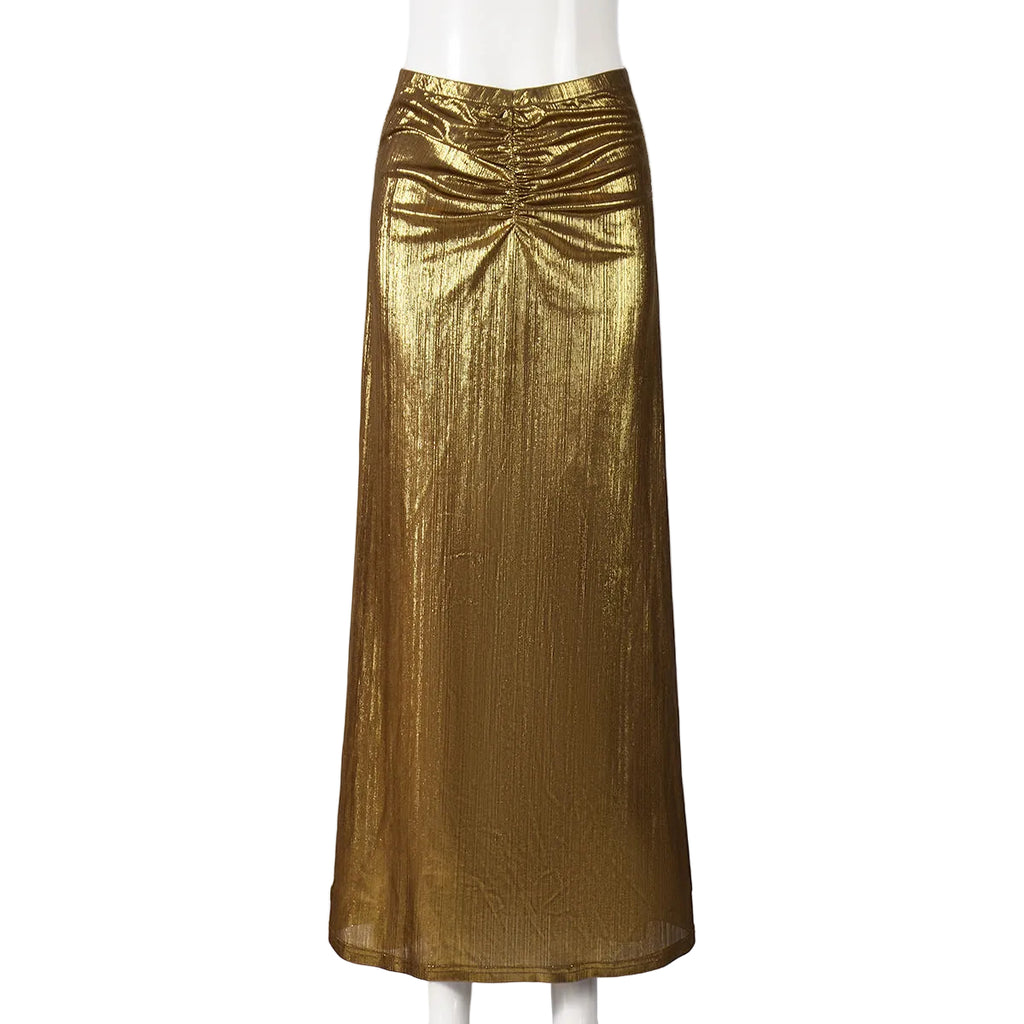 Pleated Low-Rise Skirt – Hip-Hugging Fit for Women